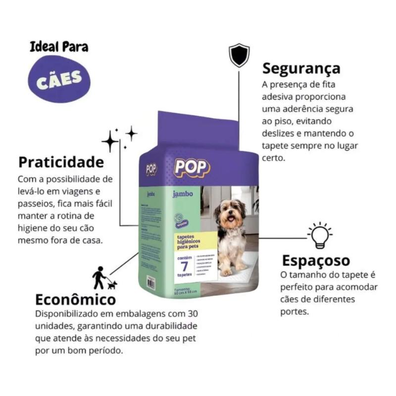 Tapete Higienico Jambo Pop Cães 7 Peças 60x55 Jambo Pets - 10976